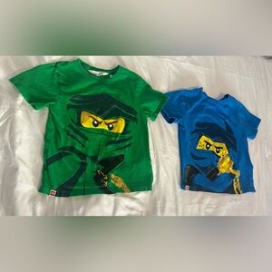 H&M LEGO Ninjago Boys T-Shirt Bundle Size 5-6Y Green & Blue Ninja Graphic Tees